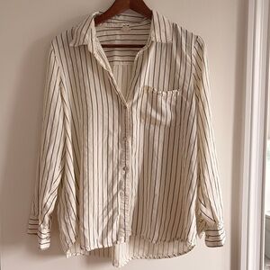 River Island Cream and Black Striped Button-Down Shirt